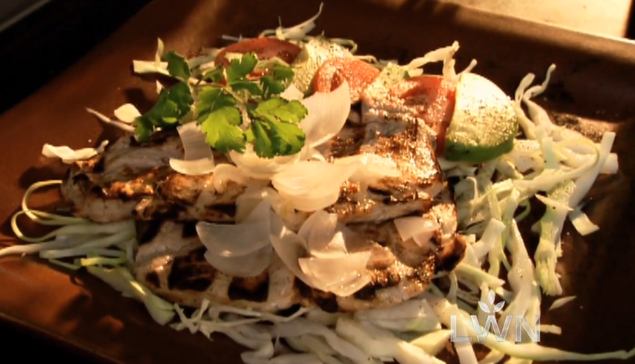 Tangy Yucatecan Grilled Pork with Roasted Onions and Fresh Garnishes