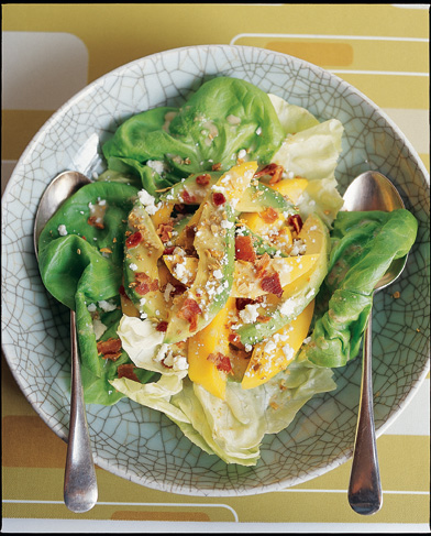 Avocado-Mango Salad with Fresh (or Blue) Cheese, Bacon and Toasted Pumpkin Seeds
