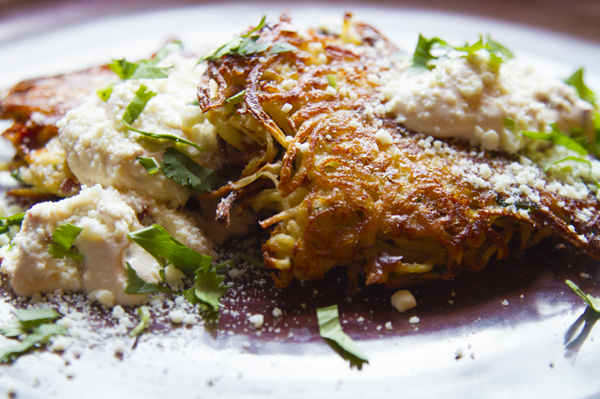 Celery Root Pancakes with Chipotle <i>Crema</i> and Cilantro