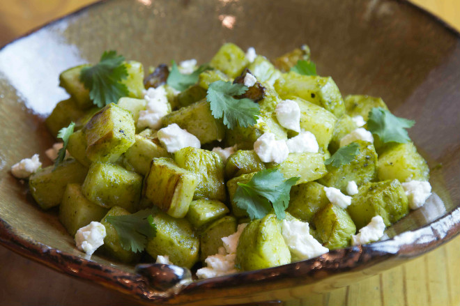Roasted Chayote with Herbs and Tofu (or Goat Cheese)