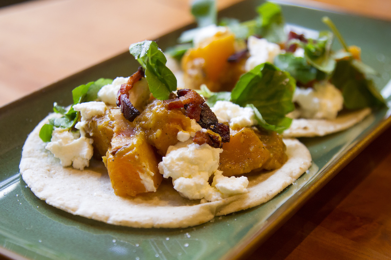 Braised Butternut Tacos with Bacon