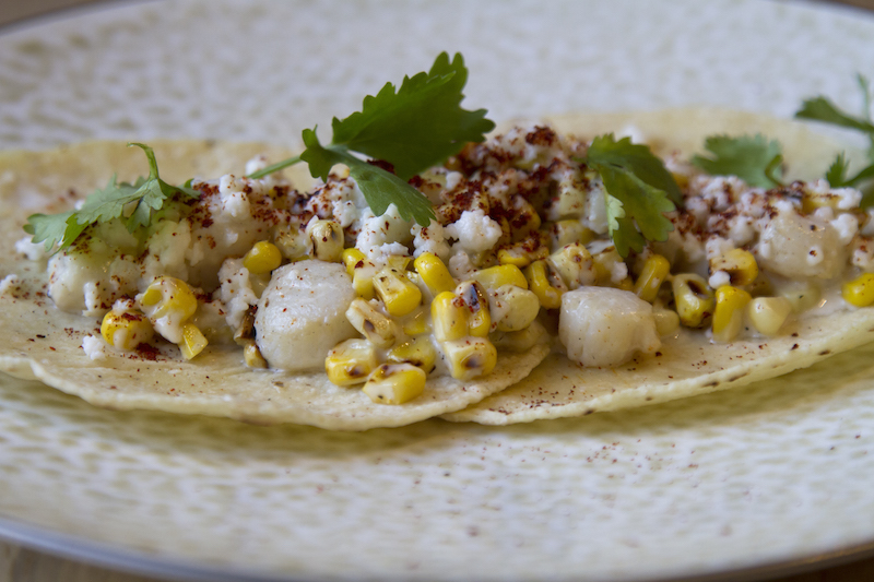 Street Corn and Scallop Tacos