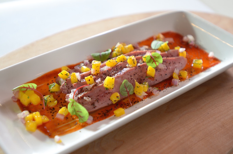 Slow Cooker Sous Vide Duck Breast with Black Garlic and Mango Salsa