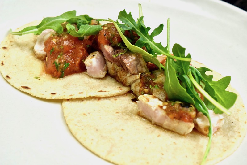 Grilled Swordfish Tacos with Molcajete Salsa