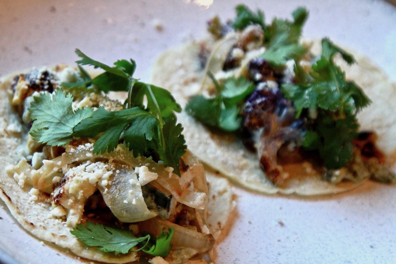 Roasted Cauliflower Tacos with Poblano Chile and Caramelized Onion